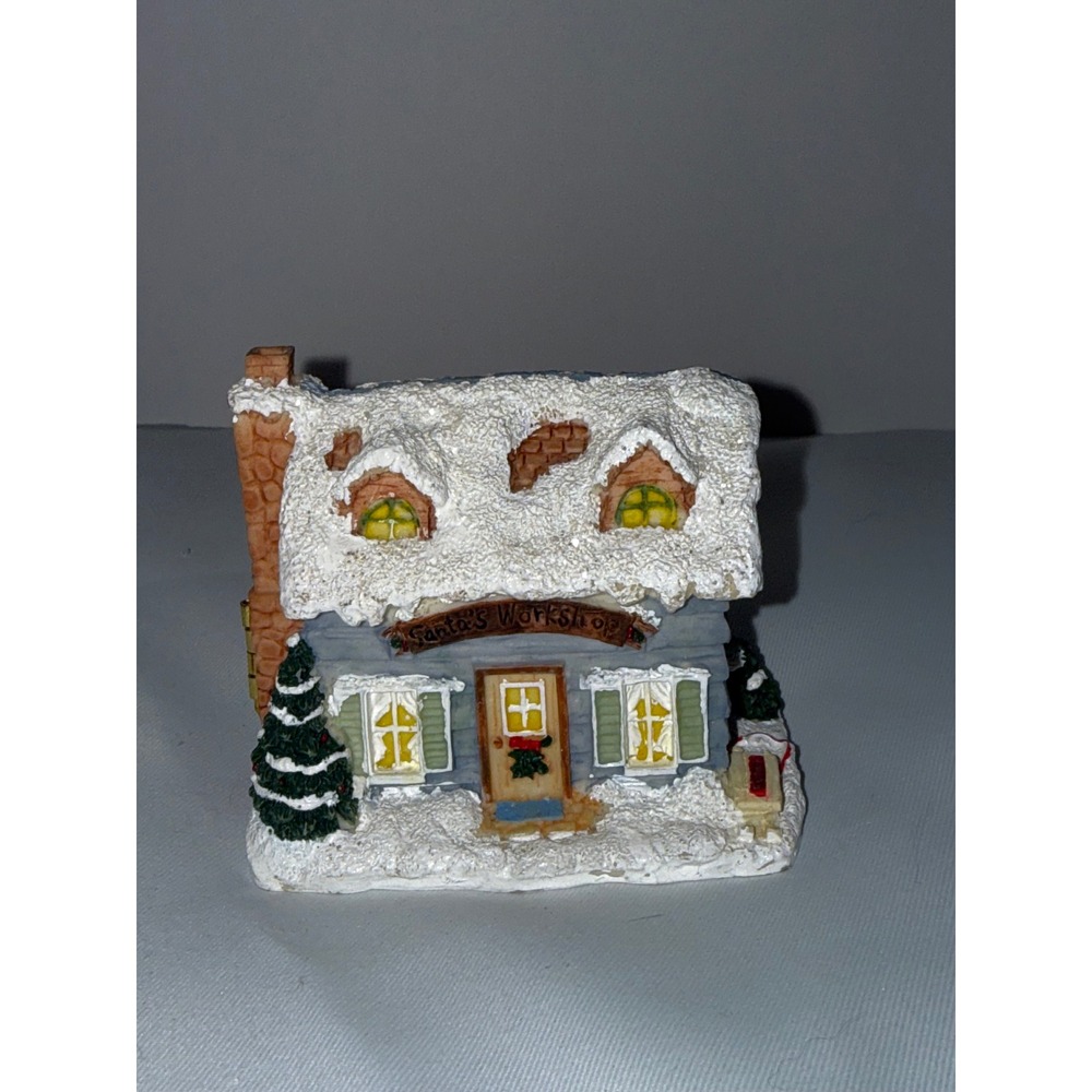 Miniature Santa's Workshop Hinged Christmas House Village Figure Teddy Bears
